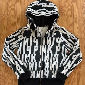 PINK Victoria's Secret Black and White Graphic Hoodie